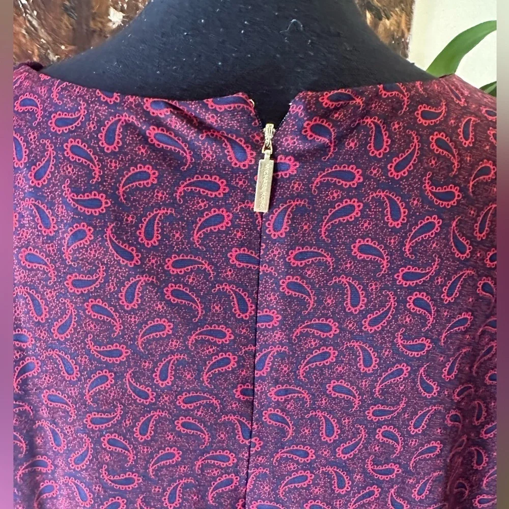 EUC Micheal KORSE RED DAMASK MIDI DRESS W SHORT SLEEVE ZIP BACK SZ 2X